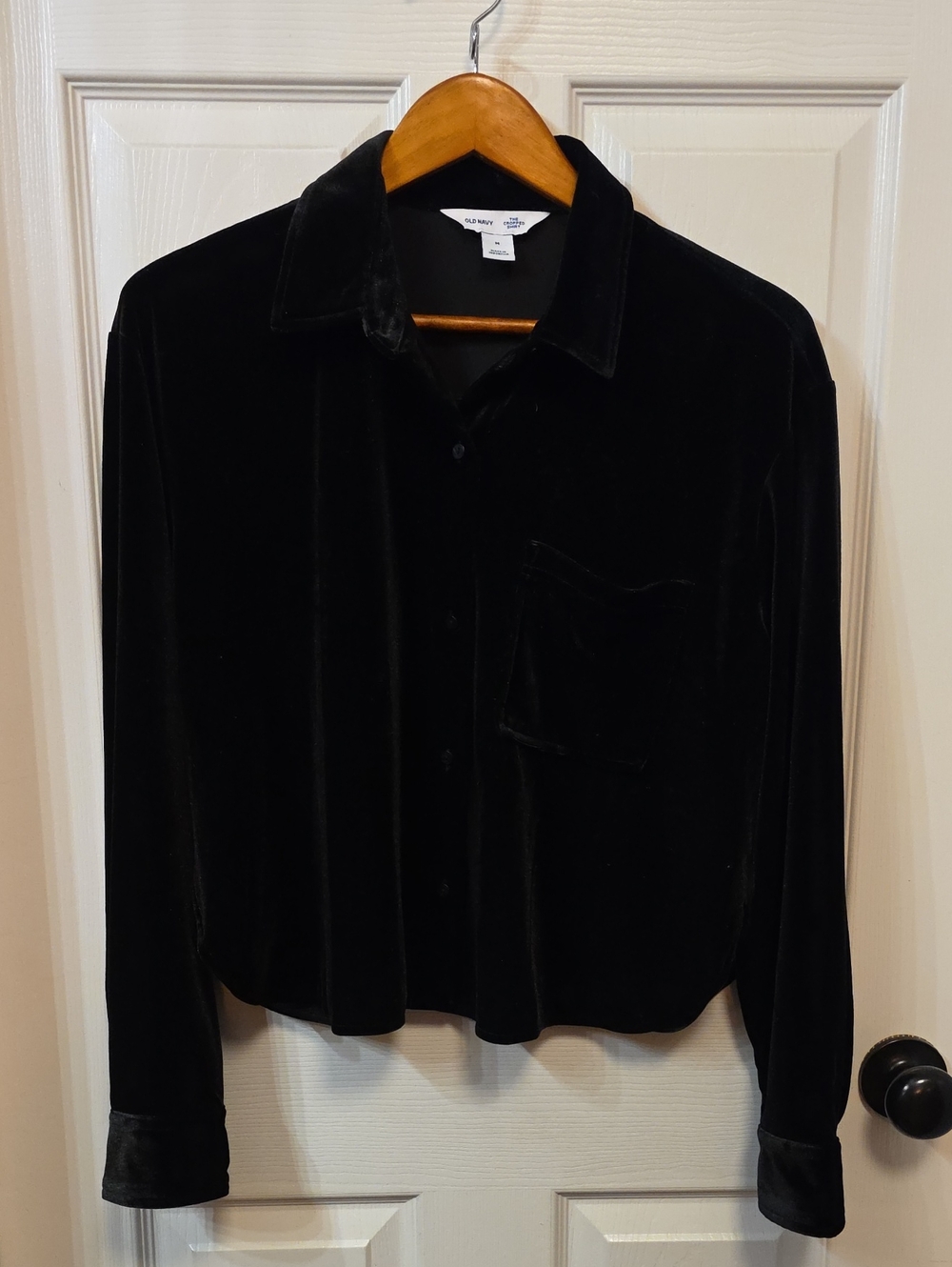 Old Navy Black Velvet Button-Down Shirt